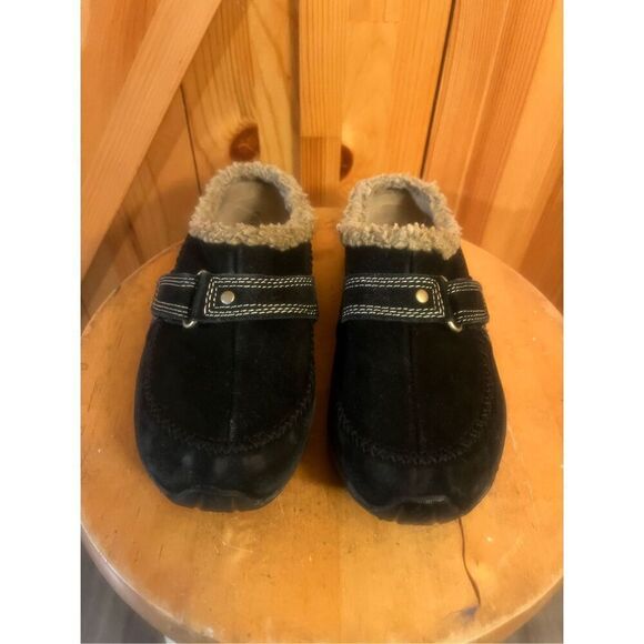 Easy Spirit Mules Clog Womens 6 Black Suede Leather Slip On Casual Comfort Shoes - Picture 1 of 7